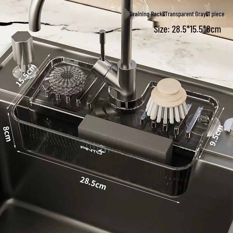 

Стійка для раковини на присосках: Кошик для крана без свердління та тримач для щітки для посуду