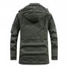 Men's Mid-Length Winter Slim Fit Washed Cotton Jacket - Thick Workwear Coat