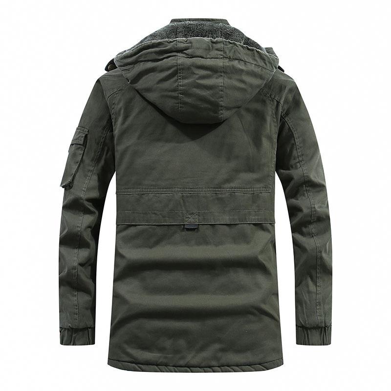 Men's Mid-Length Winter Slim Fit Washed Cotton Jacket - Thick Workwear Coat