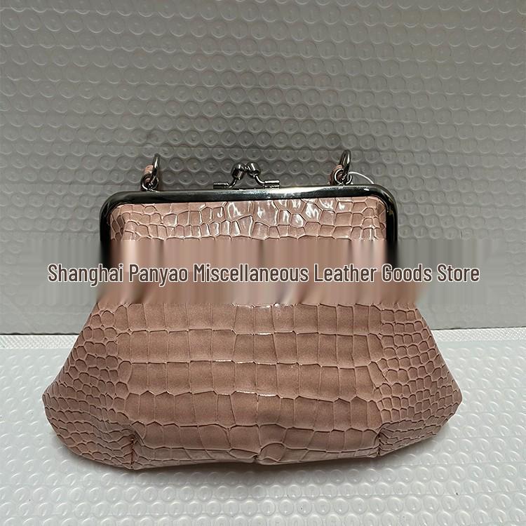 2025 Pink Crocodile Pattern Dumpling Bag: Casual Single Shoulder & Crossbody Women's Handbag