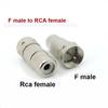 10pcs F Type male Female To RCA Male female jack plug Connector Silver RF Adapter Coax Coaxial Converter metal