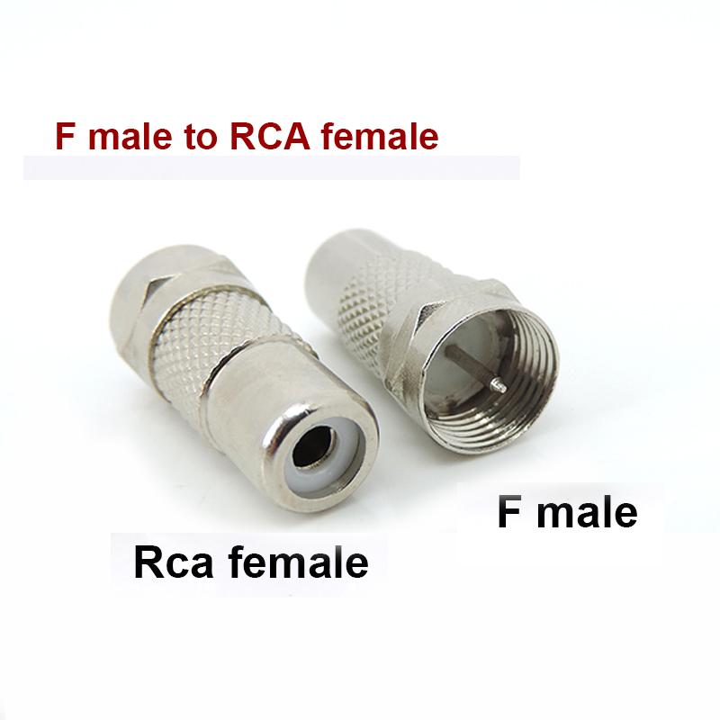 10pcs F Type male Female To RCA Male female jack plug Connector Silver RF Adapter Coax Coaxial Converter metal