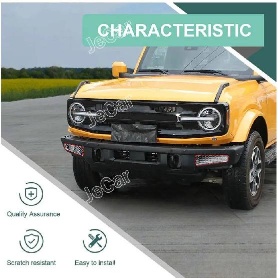 JeCar Car Front Bumper Racing Grill Insert Grille Trim ABS Sticker Cover For Ford Bronco 2021 UP Car Exterior Accessories