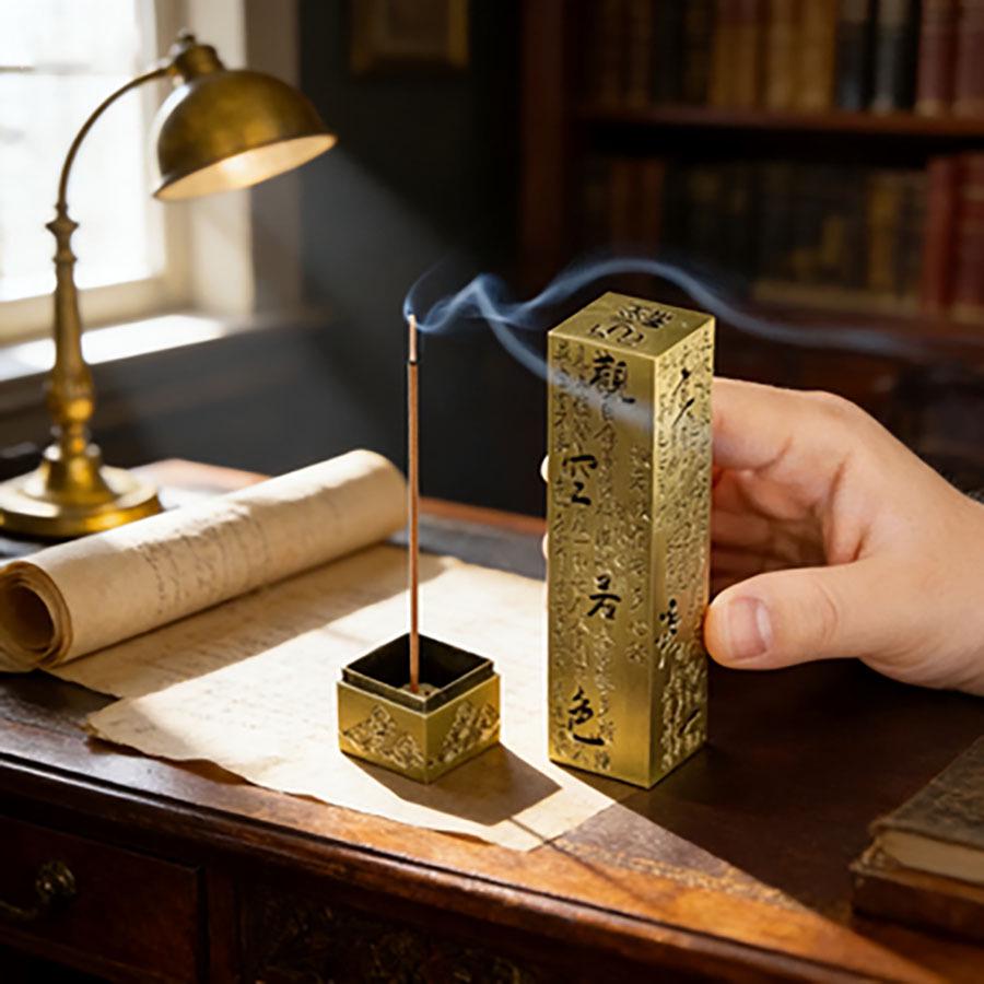 Художественный курильница-диффузор со стойкой с выгравированным текстом Antique Copper