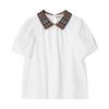 8073164 A1464 Vintage Check Polo Girls Kids Short Sleeve Tee