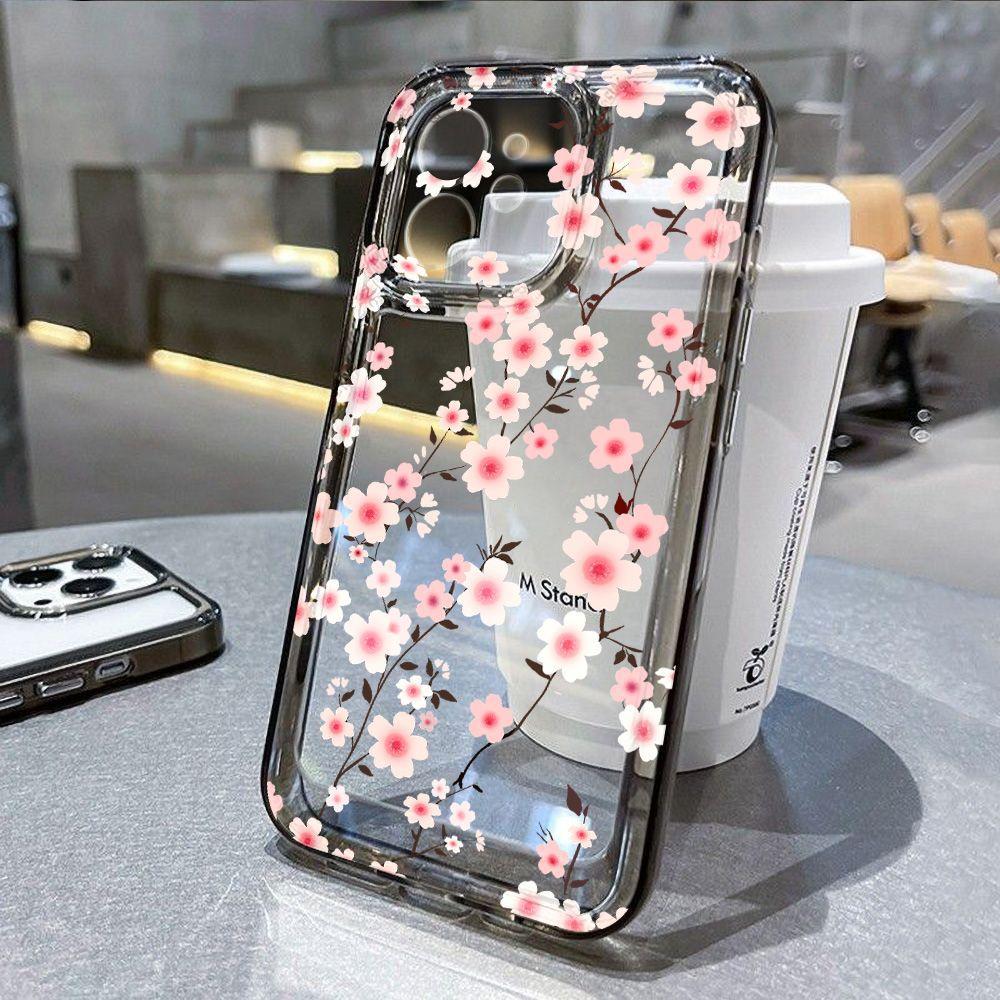 Pink small floral application iPhone17promax Apple 16 mobile phone case 14/13 fine hole 15ins wind soft case
