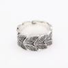 Trendy Brand Leaf Pattern Ring for Men, Retro Fashionable Index Finger Ring with Adjustable Opening