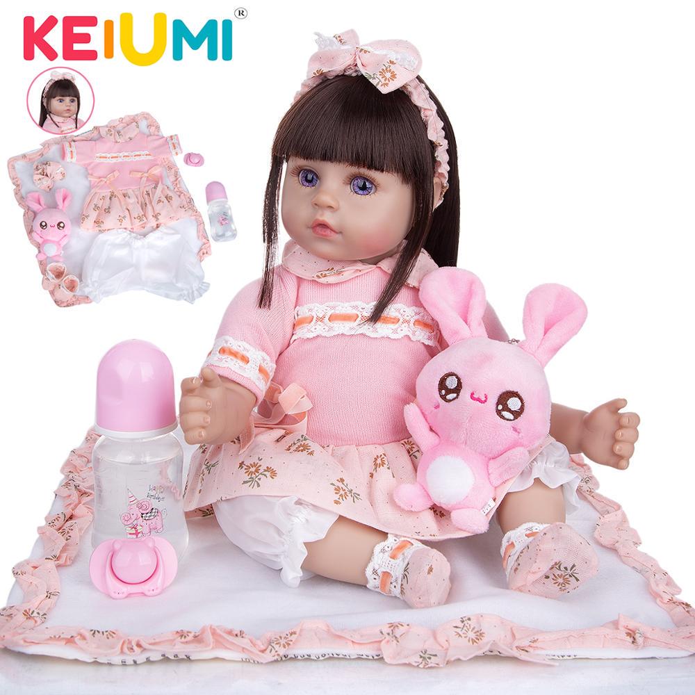

Куклы реборн KEIUMI для девочек, 47 см, силиконовая ткань, тело, реалистичная кукла для новорожденных, кукла Bebe для детей, подарок на день рождения, милые игрушки с длинными волосами