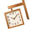 Wall Clock Simple Silent Square Double Sided Clock Wooden Decorative Corner Clock for Living Room