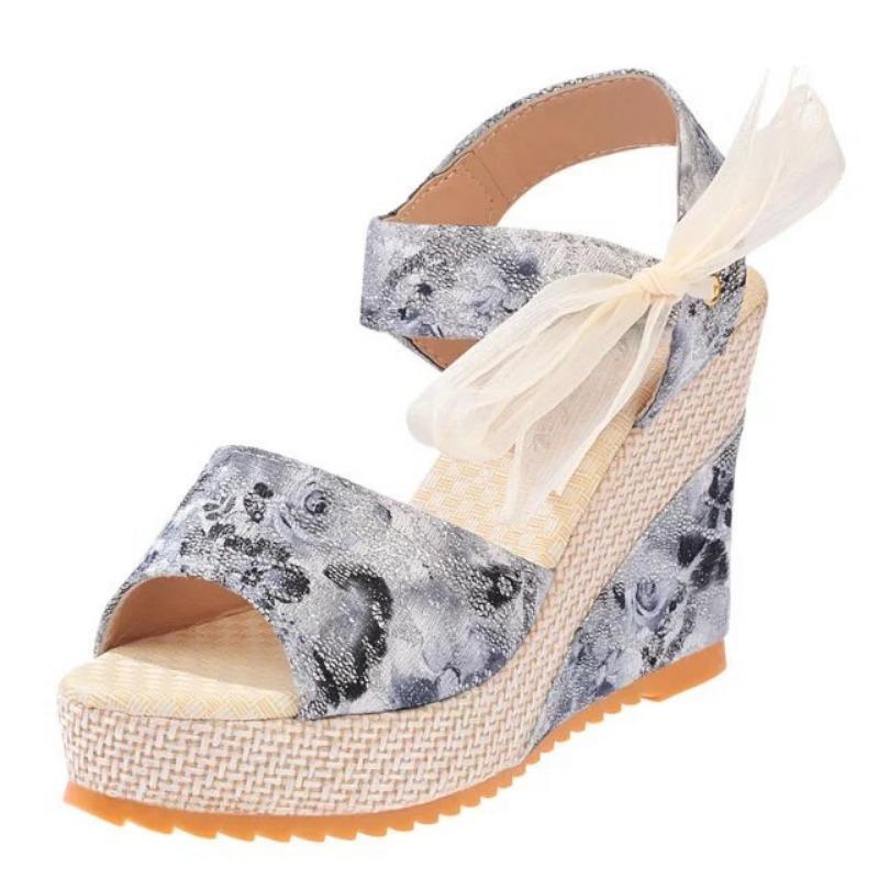 Women's Sandals Women's Summer New Muffin Camouflage Wedge Strap Lace Women's Sandals
