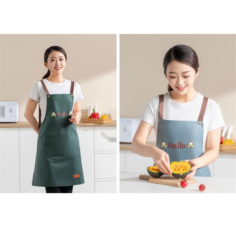 Waterproof Oilproof Kitchen Apron With Convenient Pocket, Chef Cooking Work Apron for Men Women, Barista Manicurist Waiter Uniform