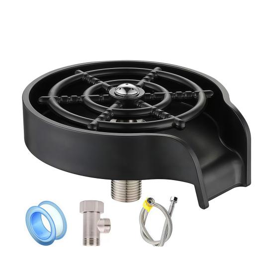 Cup Washer 360-Degree Rotation Stainless Steel Glass Washer Universal Bottle Cleaner Easy Install Quick Drain Baby Bottle Cleaner