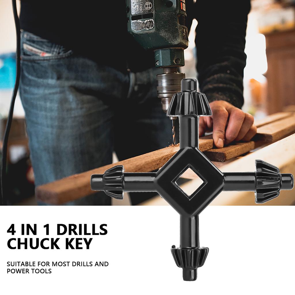 4 In 1 Drilling Tool Handheld 4 In 1 Drills Chuck Key 4 In 1 Multifunctional Steel Drills Chuck Key Fit Handheld Drilling Tool