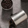 Retro Style Coffee Storage Jar 304 Stainless Steel Woodiness Lid Coffee Bean Storage Round Shape Seal Making Tea Can Kitchen Use