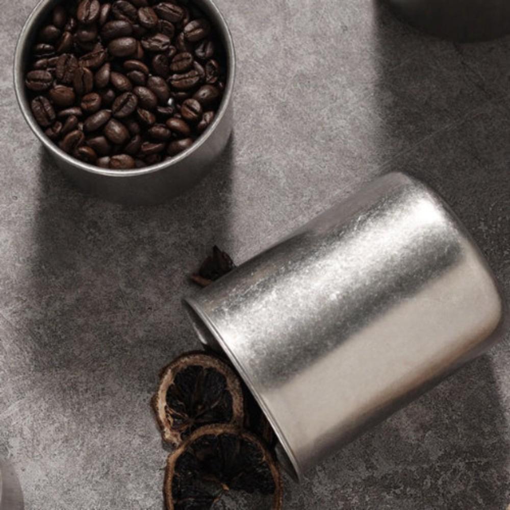 Retro Style Coffee Storage Jar 304 Stainless Steel Woodiness Lid Coffee Bean Storage Round Shape Seal Making Tea Can Kitchen Use