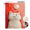 DIY Framed Pearl Painting Kit with Elegant White Cat Moon 5D Sparkling Bead Art Canvas Ready To Display Home Decor Gift Idea
