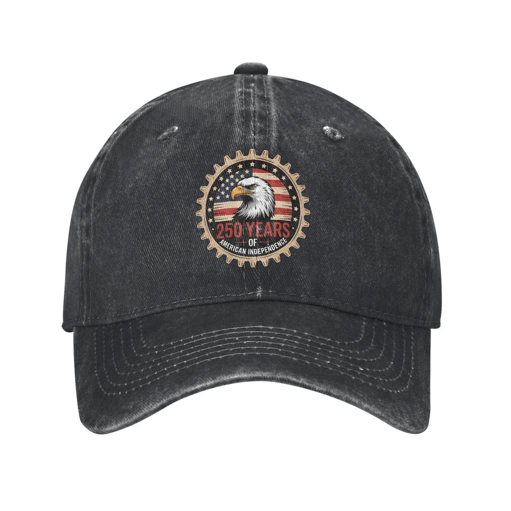 USA Th Anniversary American Baseball Caps Casual Distressed Denim Washed Sun Cap for Unisex Women Outdoor Adjustable Fit Cap