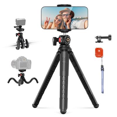 NEEWER Flexible Wiggly Mini Smartphone Tabletop Tripod with Hidden Smartphone and Universal Action Camera Adapter for and Live Compatible with iPhone