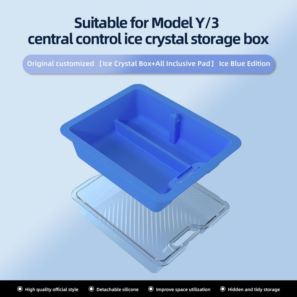 LUCKEASY for Tesla Model 3 Model Y 2023 Central Control Storage Box Ice Crystal Style Armrest Organizer Case Ca Accessories