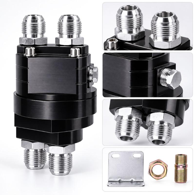 2 in 1 Car Oils Filter Relocation Adapter with Split Structure and Aluminum Alloy Body for Multiple Vehicle Oil Pressure Check Connections