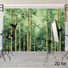 Tessuto Sfondo Foto Parete 2D Acquerello Vintage Bambuseto Decorazione Zen Sfondo