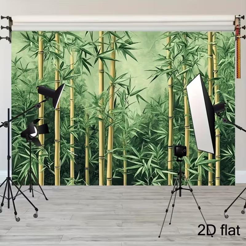 Tessuto Sfondo Foto Parete 2D Acquerello Vintage Bambuseto Decorazione Zen Sfondo