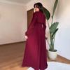 European Elegant Long-Sleeve Polo Collar Pleated Dress - Solid Color, New Style Fashion
