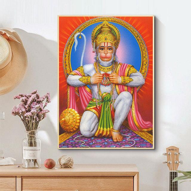 

Религиозный плакат Ханумана и принты, картина на холсте, настенное искусство, индуистская обезьяна, фигура Бога, настенное искусство для гостиной, украшение для дома 21cm×30cm NoFrame