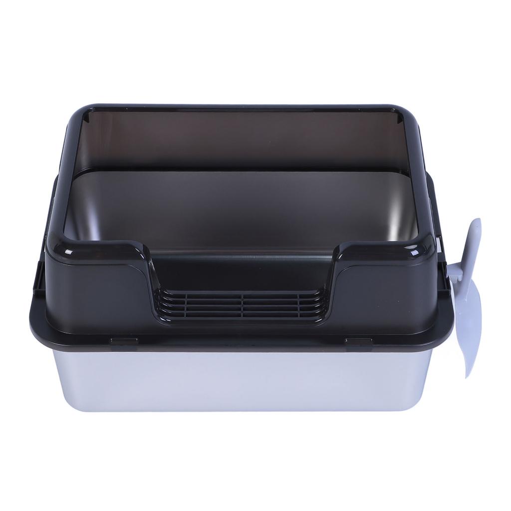 Metal Litter Box Stainless Steel 20L Easy to Clean Anti Splashing High Sided Large Kitty Litter Tray for Indoor Cats
