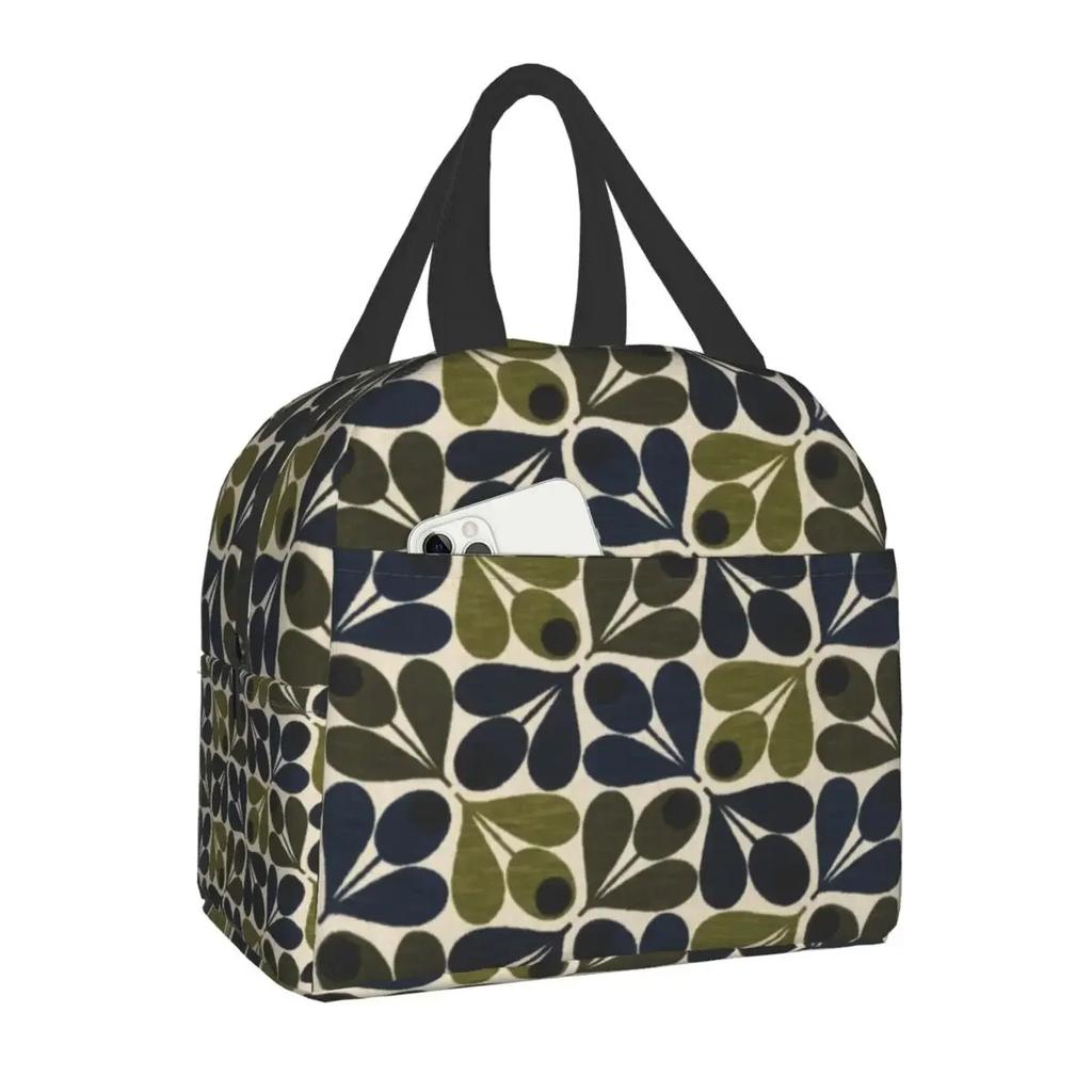 Orla Kiely Multi Stem Thermal Insulated Lunch Bag Scandinavian Flower Portable Lunch Tote for Outdoor Picnic Storage Food Box