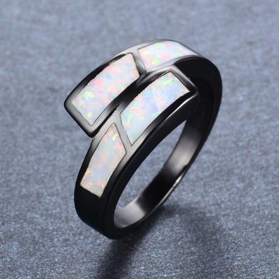 Personalized, Simple Fashionable Black Gold White Ring Womens Temperament Versatile Ring