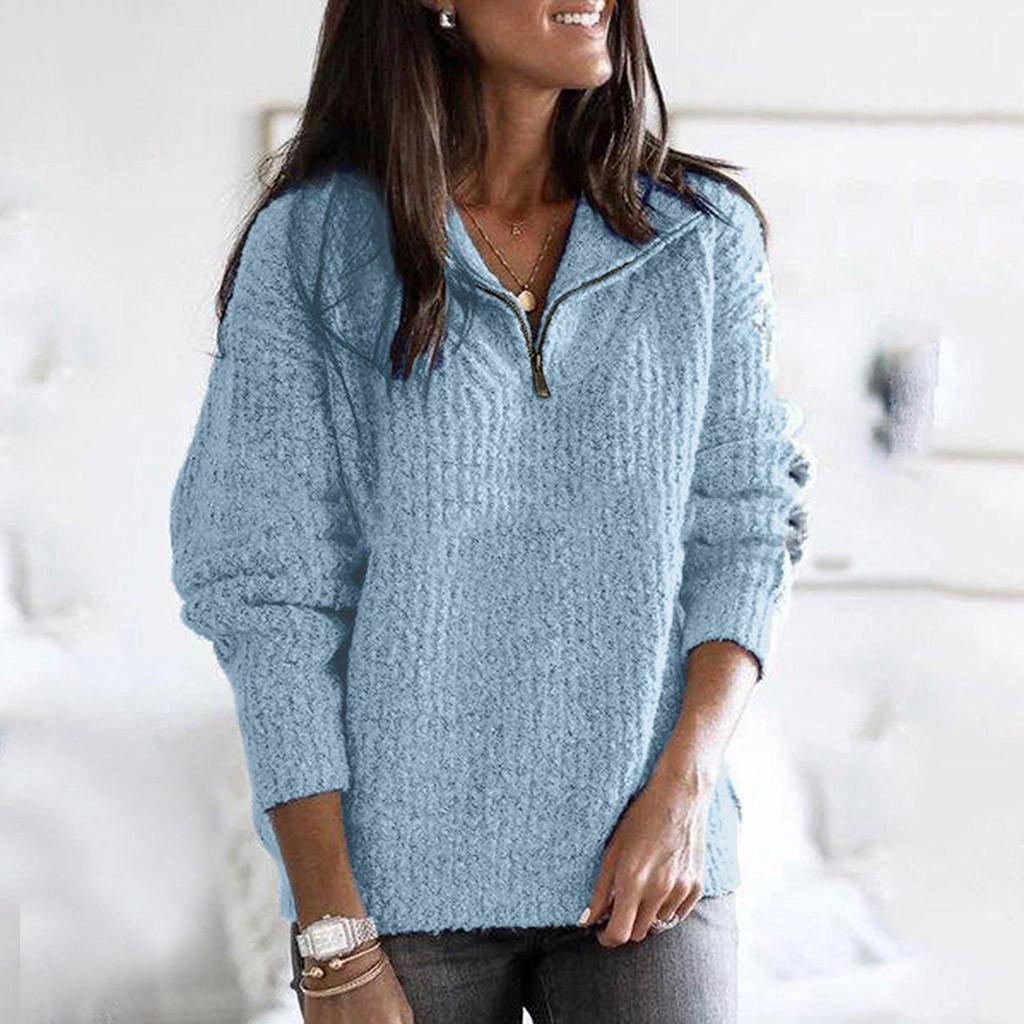 

Женская зимняя мода с длинным рукавом, праздничный однотонный свитер, верхняя блузка XXXXXL синий