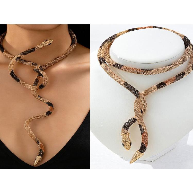 Stylish Retro Snake Necklace Multi Wear Option as Chokers Bracelet or Armband Adjustable Flexible Alloy Materials