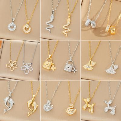 Simple Fashion Zircon Collarbone Necklace Titanium Steel Women's Necklace Small Exquisite High-End Jewelry