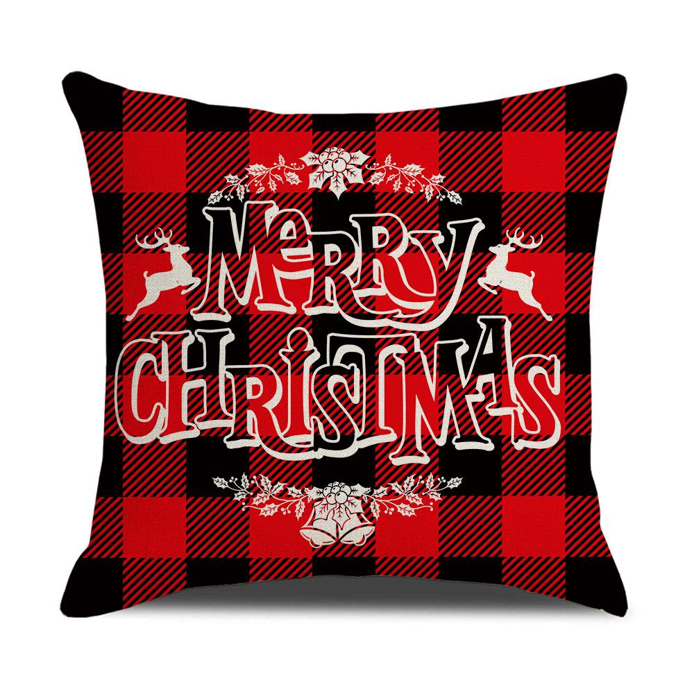 Home Furnishings Cartoon Christmas Pillow Cover Nordic Plaid Linen Cushion Cover Sofa Cushion