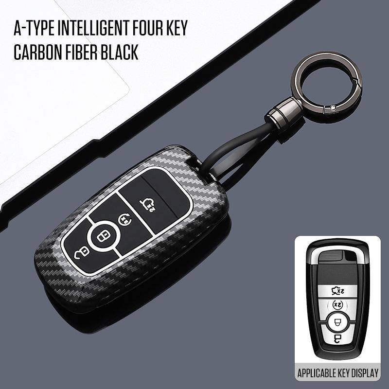 Style Fibre de Carbone ABS Pour Ford Fusion Mondeo Mustang Explorer Edge EcoSport pour Lincoln MKC MKZ MKX Housse de Protection pour Clé de Voiture à Distance