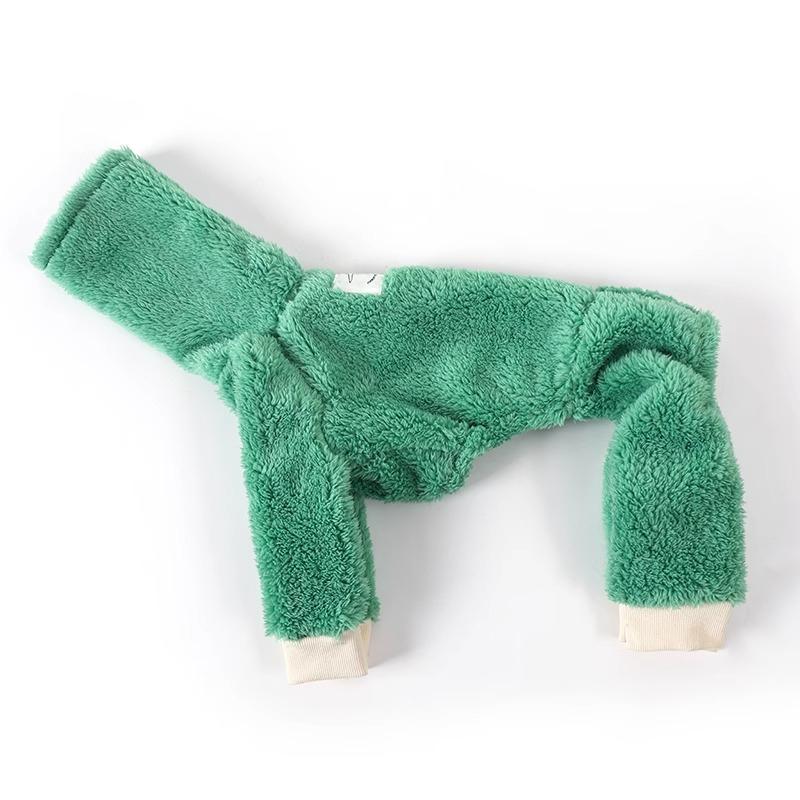 

Double-sided Velvet Italian Greyhound Clothes Whippet Turtleneck Four-legged Clothes Winter Warm Bellington Coats Supplies M 7-8kg зелений