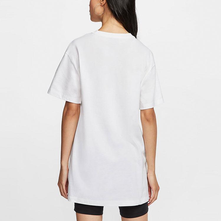 Nike Sportswear Essential Logo Embroidered Knit Short Sleeve Dress Women Dress White CJ2243-100