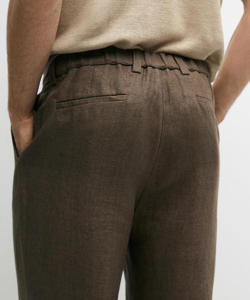 Masimodutti Total Look Linen Herringbone Detail Pants