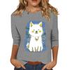 Pullover da donna con colletto stampato, manica a tre quarti, casual e alla moda