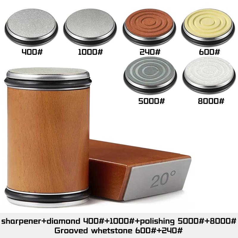 Válcová bruska na nože Magnetický držák na nože Diamantová brusná sada s úhlem 15 a 20 stupňů Váleček Kuchyňský doplněk