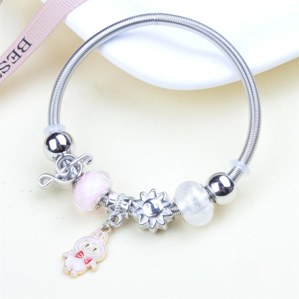 Beaded Bracelet Bangle Multi Element Stainless Steel Copper Alloy Open Spring Snake Bone Chain