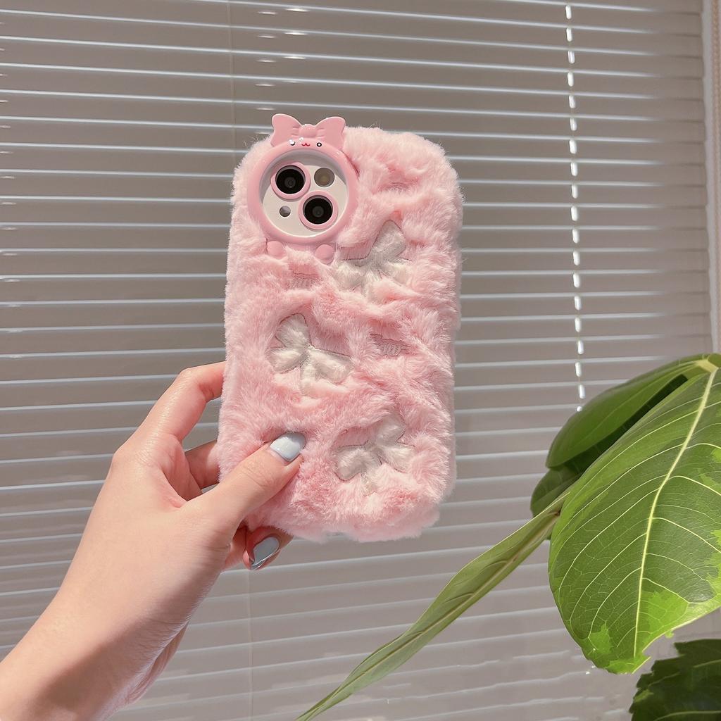 Plüschstickerei für iPhone 16 Pro Max Cartoon rosa Schwein Apfel 1514 stoßfester Schutzbezug Ins-Stil
