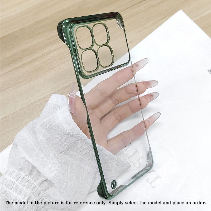 Plating Frameless Transparent Phone Case For Xiaomi Redmi K80 Pro Champion Shockproof Bumper Colorful Hard Shell Protective Back Cover