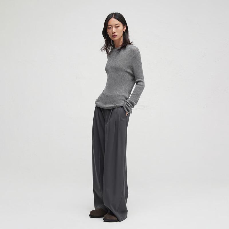 Boqiu Locker geschnittener Langarmpullover aus 100% Wolle