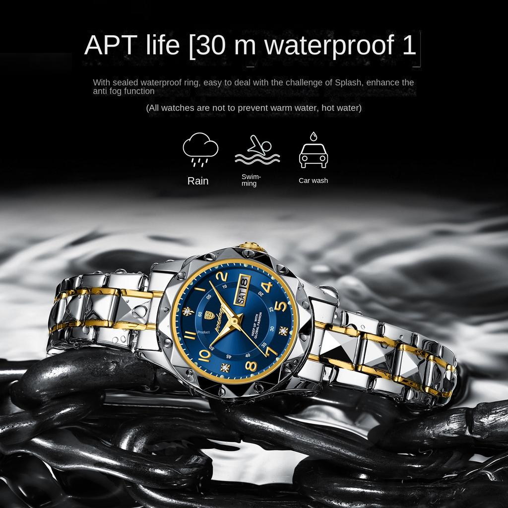 Top Brand New Women's Quartz Watch Waterproof Luminous Double Calendar Fashion Women's Watch