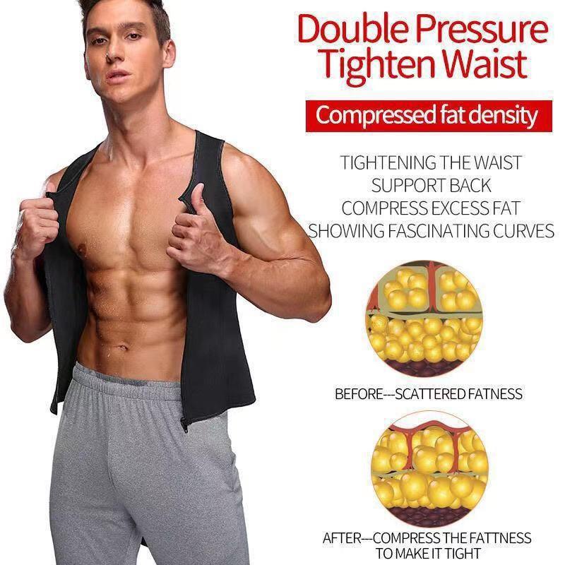 Men's Double Belt Shapewear Vest with Sweat-Inducing Rubber Corset - Ideal for Waist and Abdomen Support