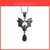 Gothic Halloween Necklace With Red Gemstone Geometric Pendant For Women