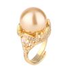 Jewelry Copper Platinum Plated Pearl Premium Vintage Ring Women 14Mm