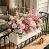 15Pcs Realistic Peony Baby Breath Artificial Flowers Lifelike Real Touch Peony Bouquet with Baby Breath Handmade No Wilting